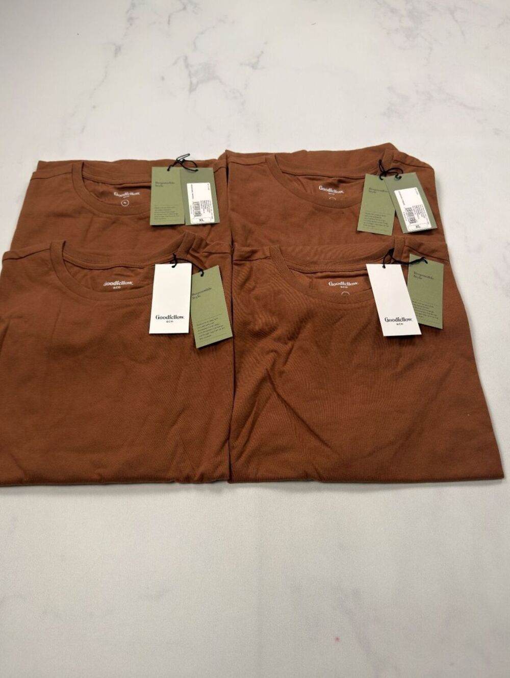 Goodfellow & Co T-Shirt Brown Crew Neck Short Sleeve Lot of 4 - Mens XL NWT
